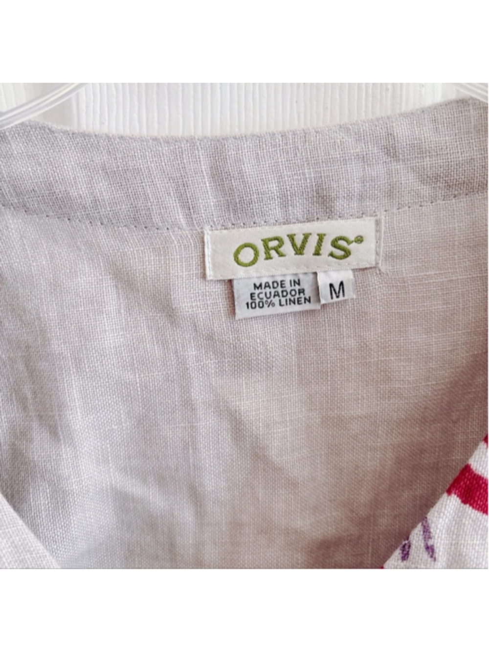Orvis 100% Linen Modern Boho Artsy Scandinavian Folk Button Front Top - Picture 6 of 6